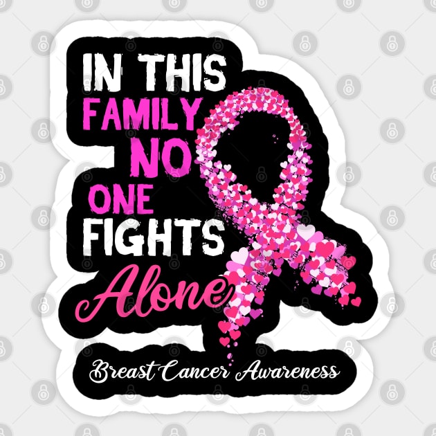 Cute Breast Cancer Awareness No One Fight Alone Design Sticker by Linco